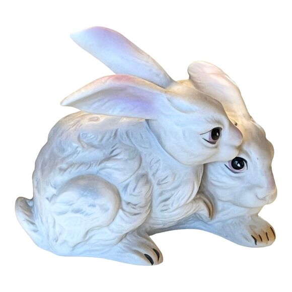 Ardco Porcelain Bunny Rabbit Figurine 5” White Pink Gray Easter Farm Decor Vtg - Picture 2 of 7